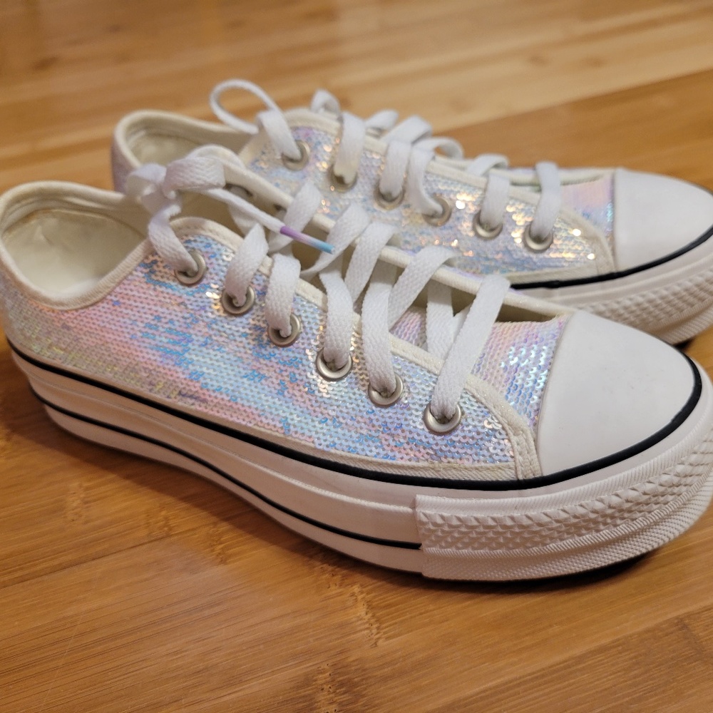 Platform Converse Iridescent sequin brand new